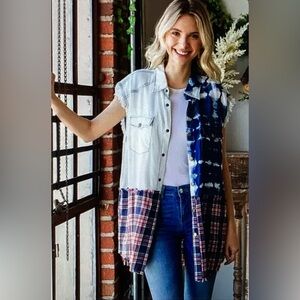 Oli & Hali Colorful Patchwork Sleeveless Shirt Vest